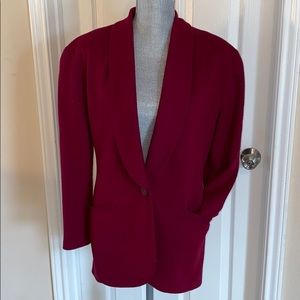 New West Burgundy Wool Blazer Sz 6 w/ Rose Button